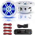 STUDIOFINIX 5.25 Inch 500W Bluetooth Marine Speakers with LED Lights -2 Way Weather Resistant Boat Speakers Perfect for Boats, ATVs, UTVs ï¼Pair,Whiteï¼