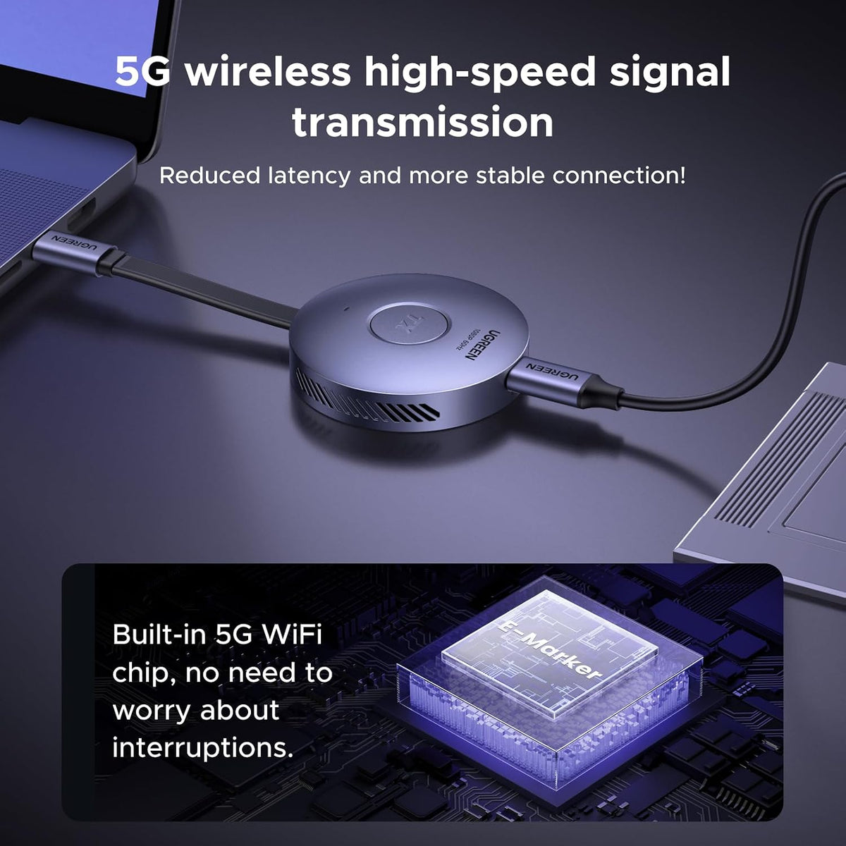 UGREEN Magnetic Wireless USB C Transmitter and HDMI Receiver 164FT/50M