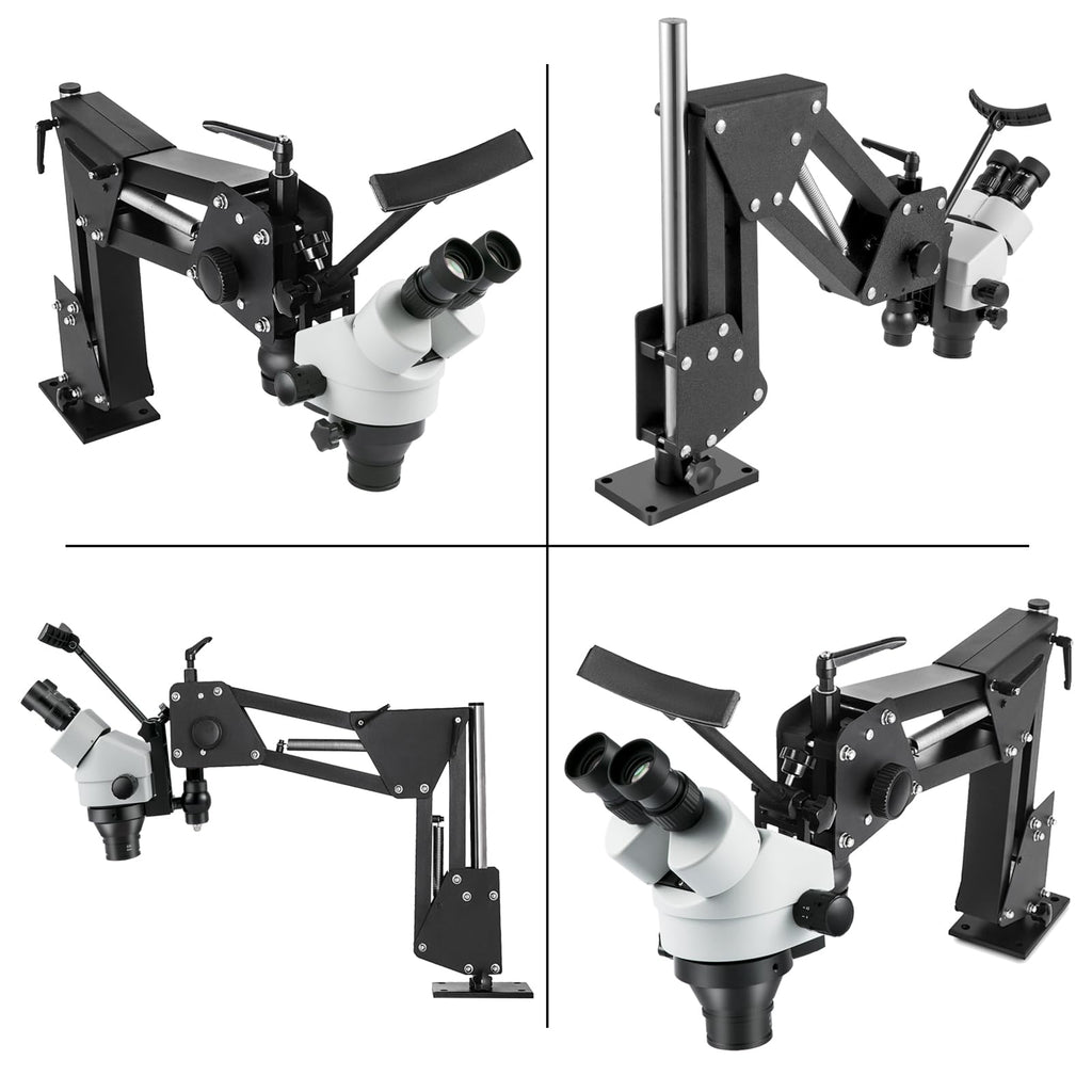 VEVOR Multi-Directional Microscope with Spring Bracket, Micro Jewelry Inlaid Stand, with Integrated USB Ring LED Light, 7X-45X Magnification Jewelry Microscope, Jewelers Microscope for Jewelry Inlay