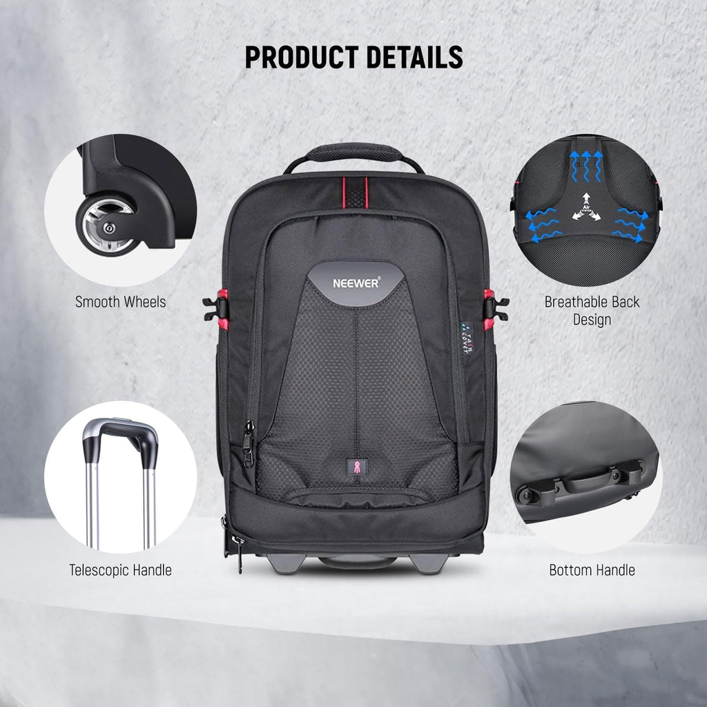 NEEWER Convertible Rolling Camera Backpack for SLR/DSLR and Accessories