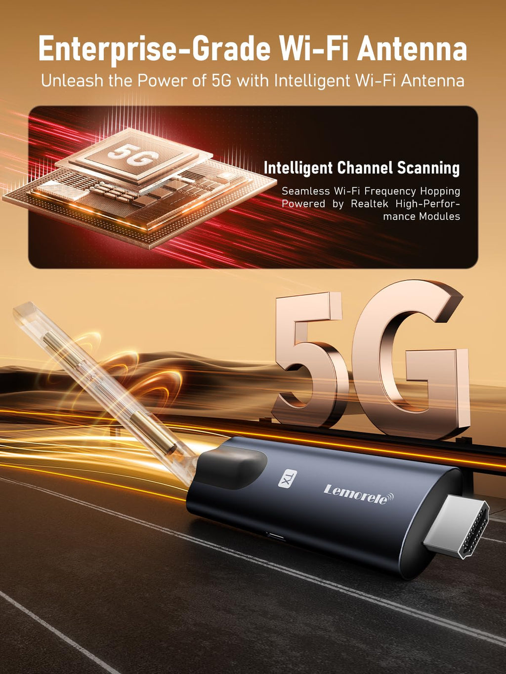 Lemorele Wireless HDMI Transmitter and Receiver, Deep Gray Aluminum Alloy