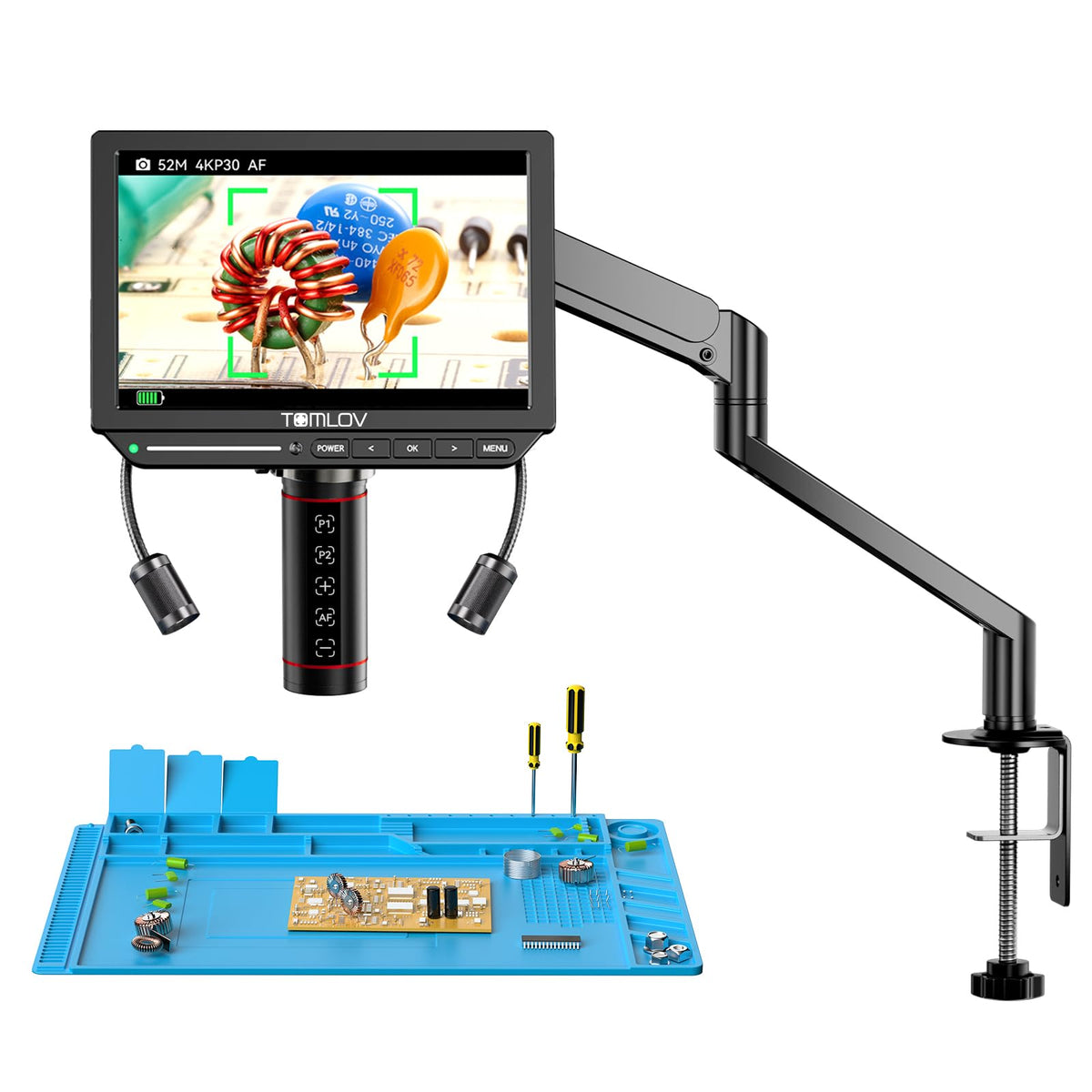 TOMLOV DM202 3K Digital Microscope, 10.1" HDMI Coin Soldering Magnifier