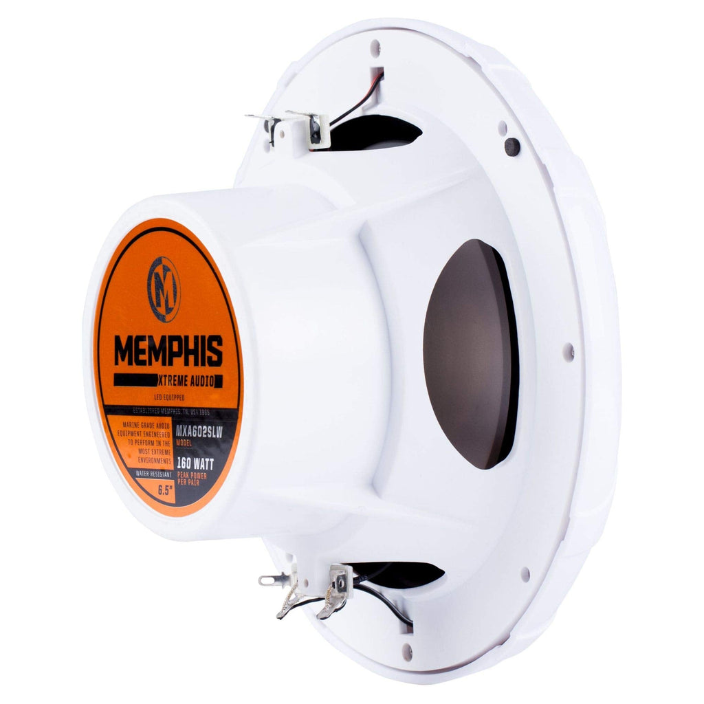Memphis MXA602SLB MXA OEM Fit 6.5" Marine Grade Coaxial Speakers, Black with Blue LED - Pair