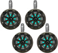 2 Pair (QTY 4) of Kicker 8" 2-Way 300 Watts Max Power Coaxial Marine Audio MultiColor LED Speakers with Charcoal Grilles, (QTY 4) 8" Marine Tower Speaker Enclosures - Black