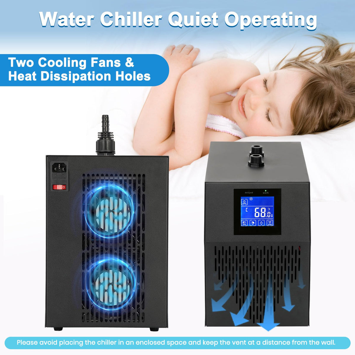 Aquarium Chiller 42 Gal, 1/10 HP Fish Tank Water Chiller Machine