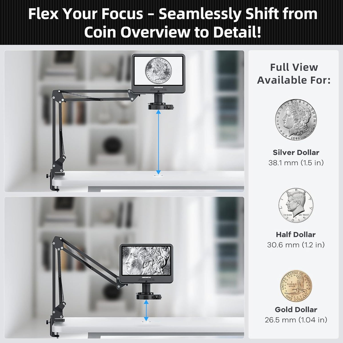 Andonstar AD109 Digital Microscope with 10.1" Screen for Soldering Repair