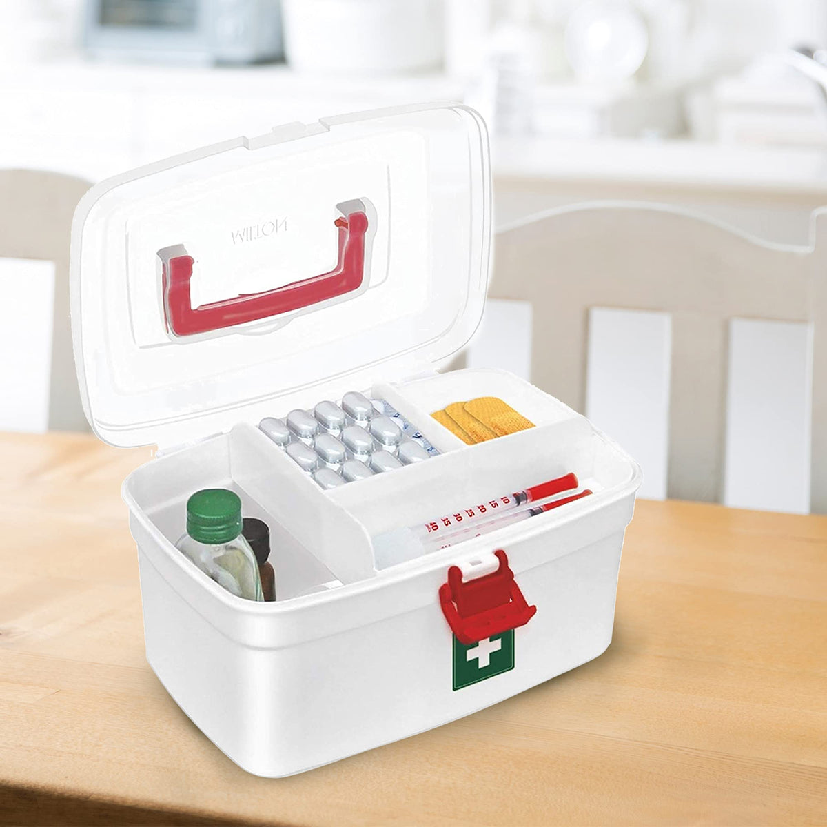 MILTON Plastic Medicine Box, First Aid Box, Set of 6, Small Storage with Handle, Emergency Indoor Outdoor Medical Utility Cabinet Organizer, Transparent, Portable Lockable & Detachable Tray