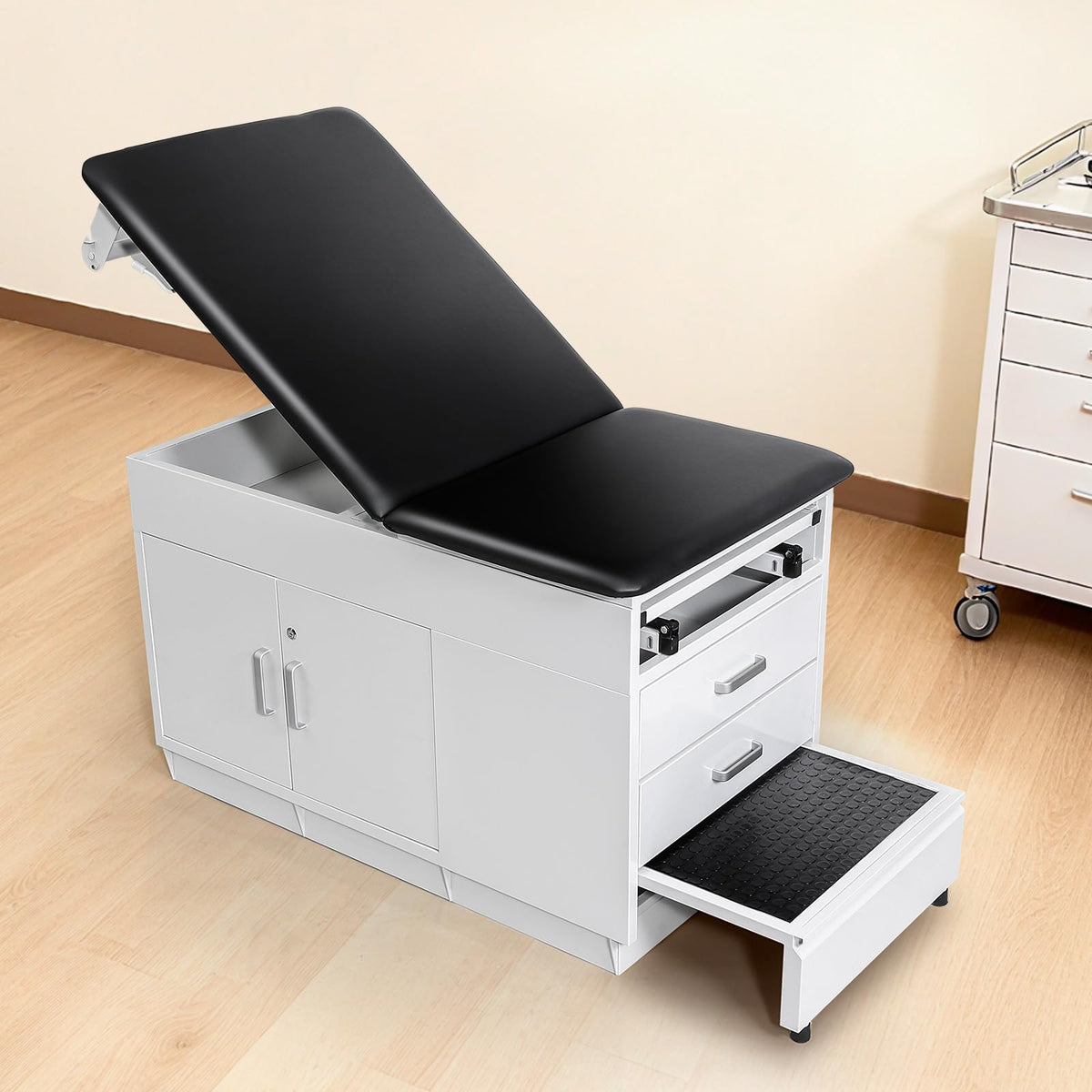 VEVOR Medical Exam Table, 500LBS Loading Medical Examination Bed with 0Â°â40Â° Adjustable Backrest, Physical Therapy Exam Table with Storage Shelf & Paper Roll Dispenser for Hospital Clinic Rehab Center