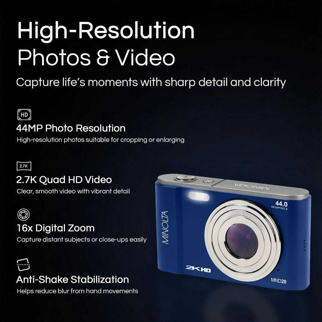 Minolta Minolta MND20 44 MP 2.7K Ultra HD Digital Camera (Silver)