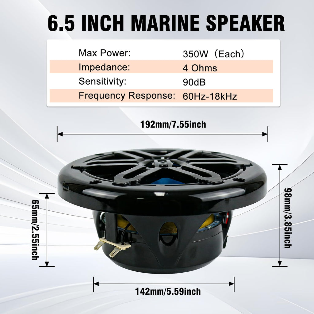 STUDIOFINIX 5.25 Inch 500W Bluetooth Marine Speakers with LED Lights -2 Way Weather Resistant Boat Speakers Perfect for Boats, ATVs, UTVs ï¼Pair,Whiteï¼