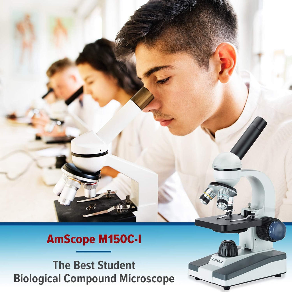 AmScope M150C-MS 1000X Biological Compound Microscope with Sturdy