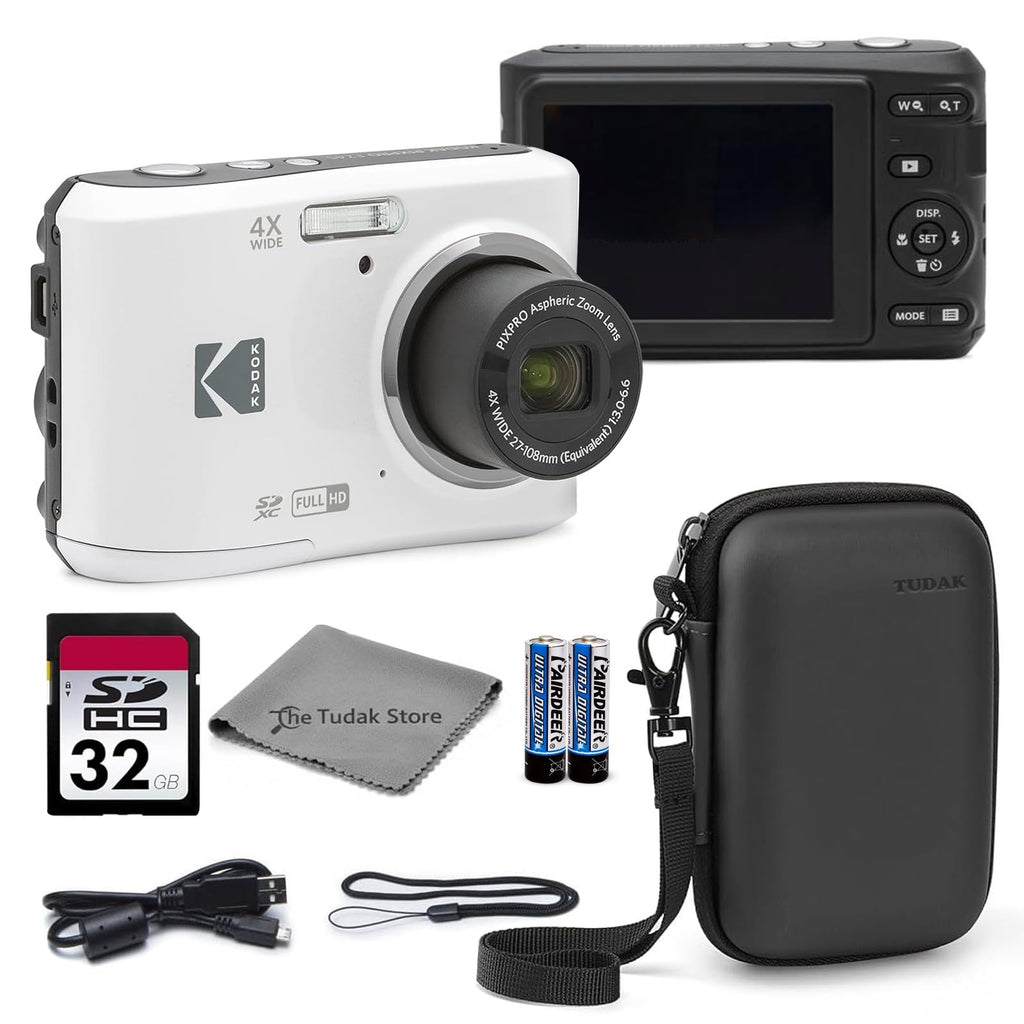 Kodak PIXPRO FZ45 Digital Camera Red, 16MP Point & Shoot with 4X Optical Zoom, 27mm Wide Angle, 2.7 Inch LCD, 1080p Video Bundle with Tudak Compatible Camera Case 32GB SD Card, & Microfiber Cloth