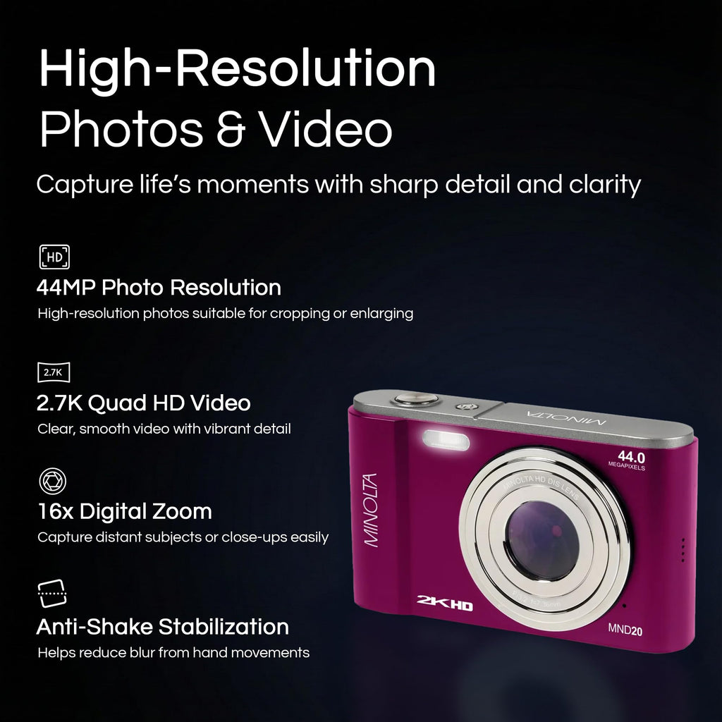 Minolta Minolta MND20 44 MP 2.7K Ultra HD Digital Camera (Silver)