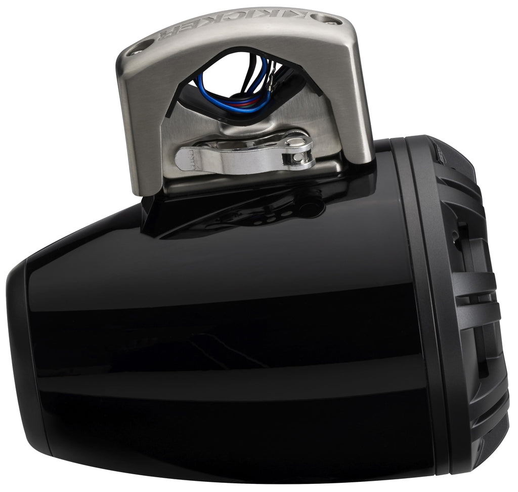 KICKER 51KMTCXL8 8" RGB LED Horn Loaded Compression Driver Marine Tower Speakers, Pair, Black