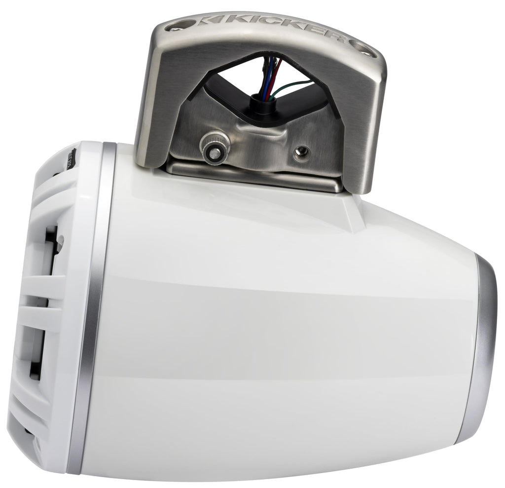 KICKER 51KMTCXL8 8" RGB LED Horn Loaded Compression Driver Marine Tower Speakers, Pair, Black