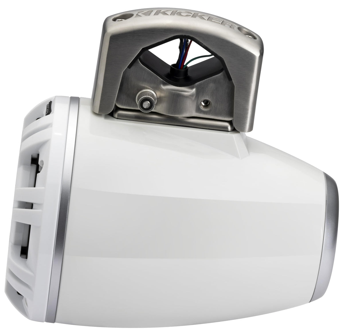 KICKER 51KMTCXL8 8" RGB LED Horn Loaded Compression Driver Marine Tower Speakers, Pair, Black