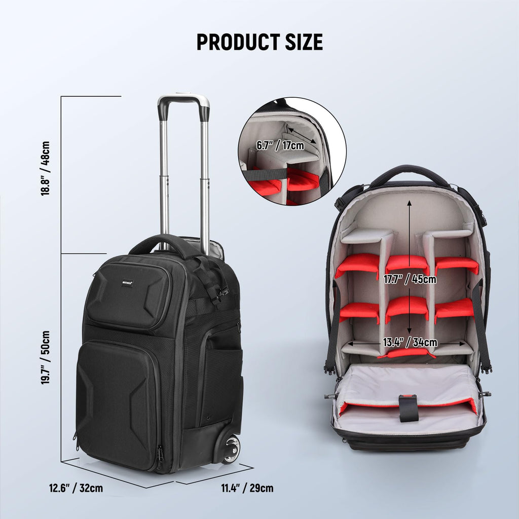 NEEWER Convertible Rolling Camera Backpack for SLR/DSLR and Accessories