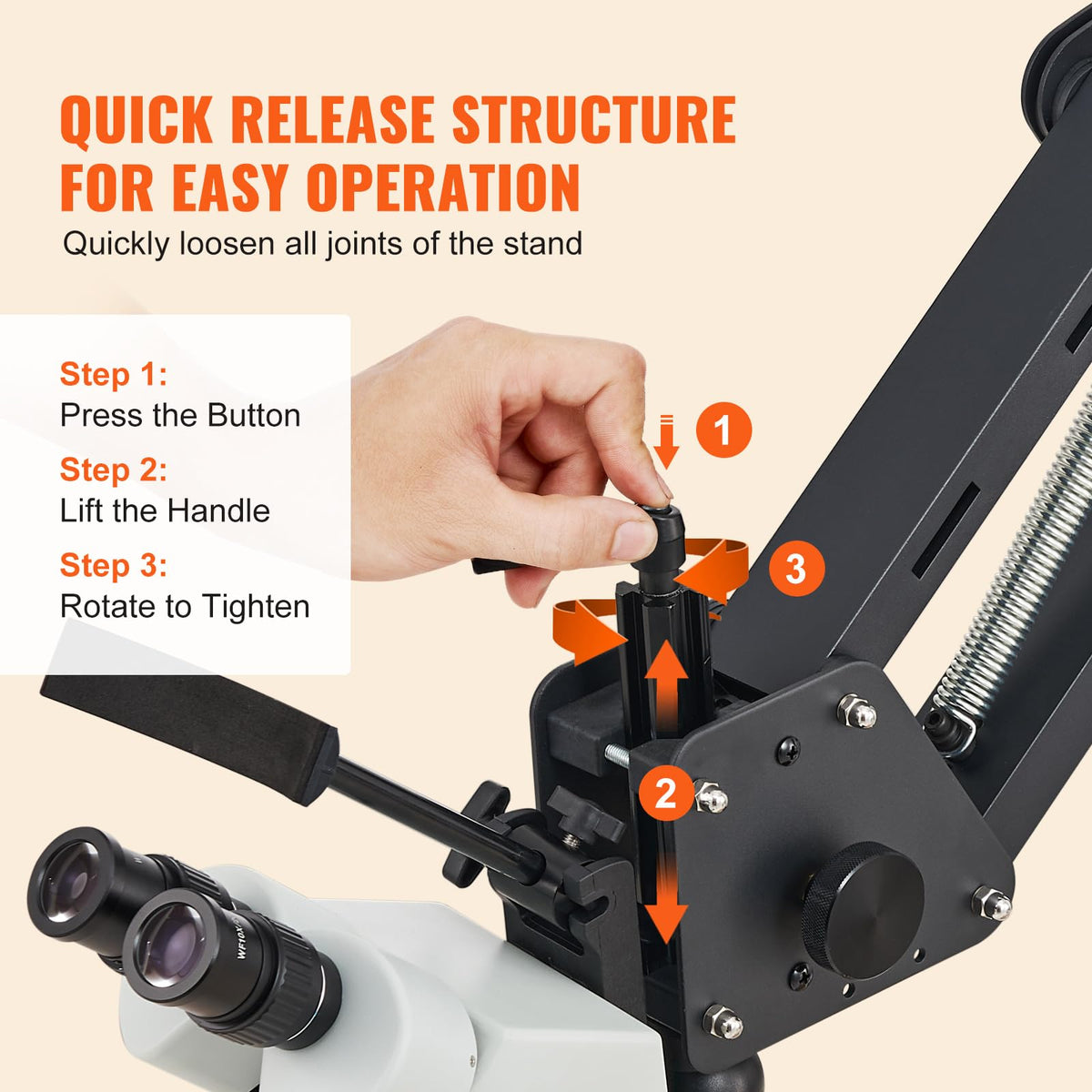 VEVOR Multi-Directional Microscope with Spring Bracket, Micro Jewelry Inlaid Stand, with Integrated USB Ring LED Light, 7X-45X Magnification Jewelry Microscope, Jewelers Microscope for Jewelry Inlay