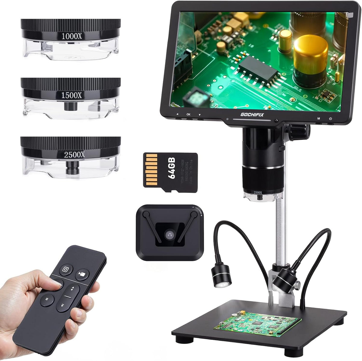 GOCHIFIX 10.1 Inch Digital Microscope 2K HDMI Soldering Coin Magnifier
