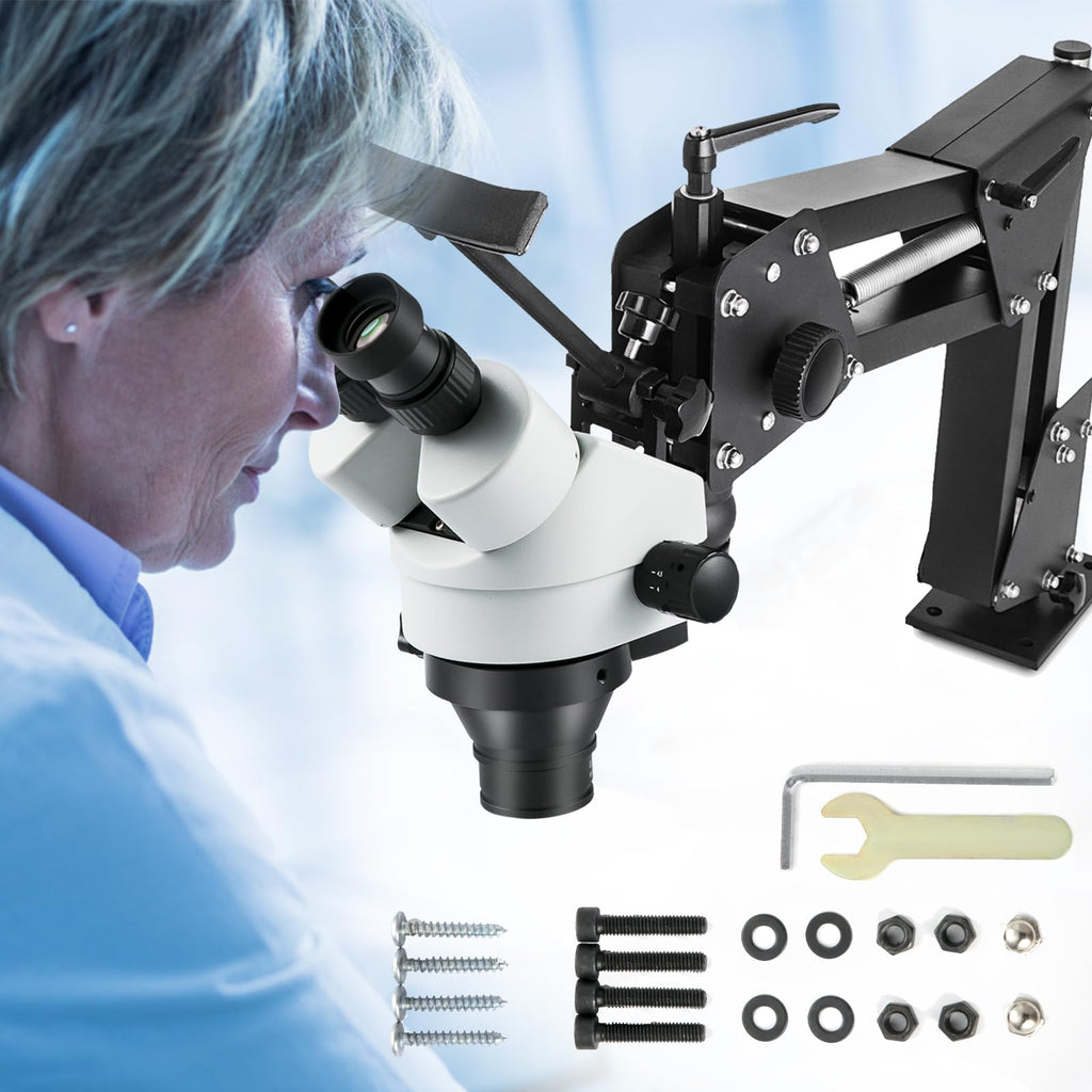 VEVOR Multi-Directional Microscope with Spring Bracket, Micro Jewelry Inlaid Stand, with Integrated USB Ring LED Light, 7X-45X Magnification Jewelry Microscope, Jewelers Microscope for Jewelry Inlay