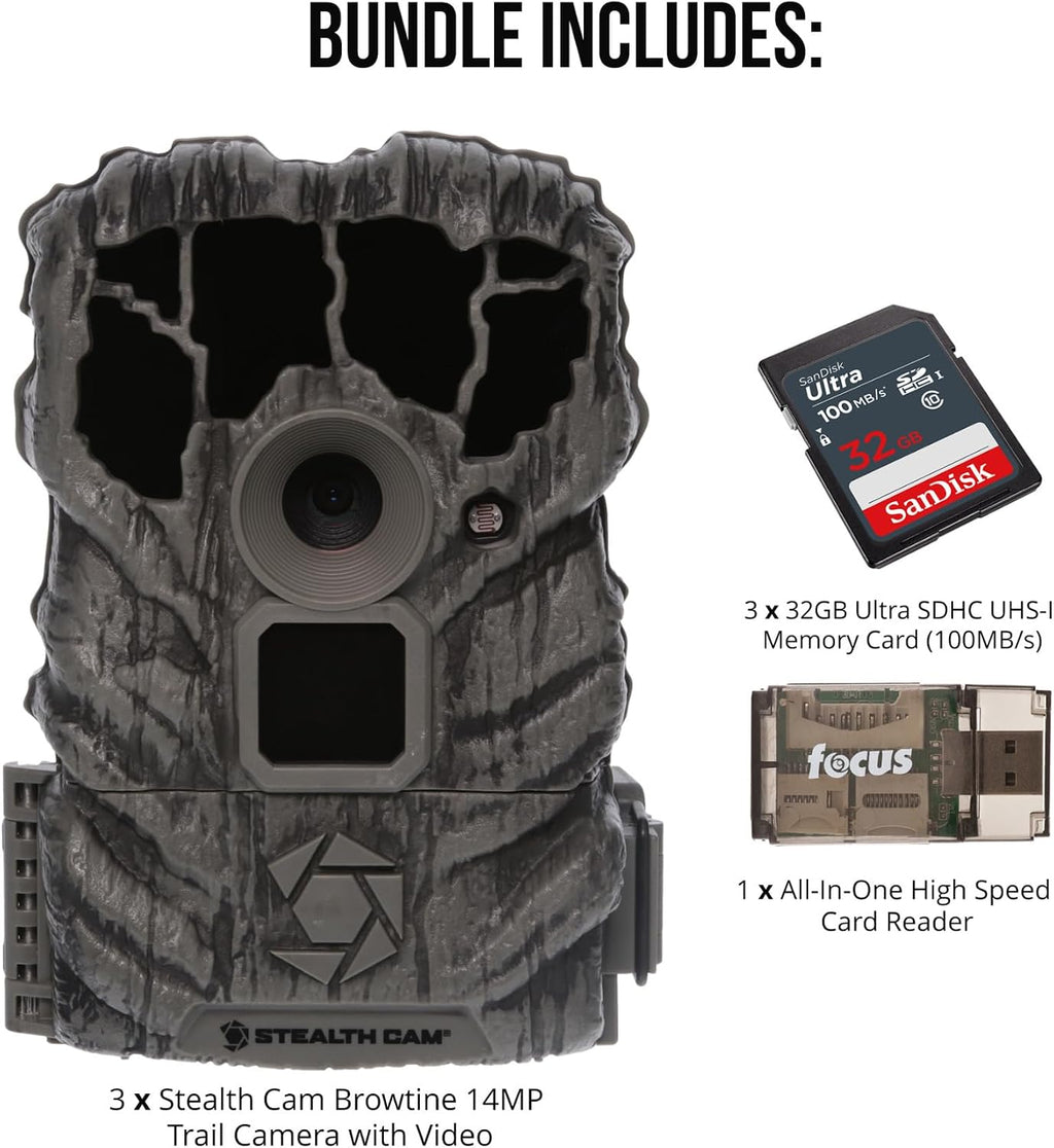 Stealth Cam Browtine 14MP Trail Camera Bundle
