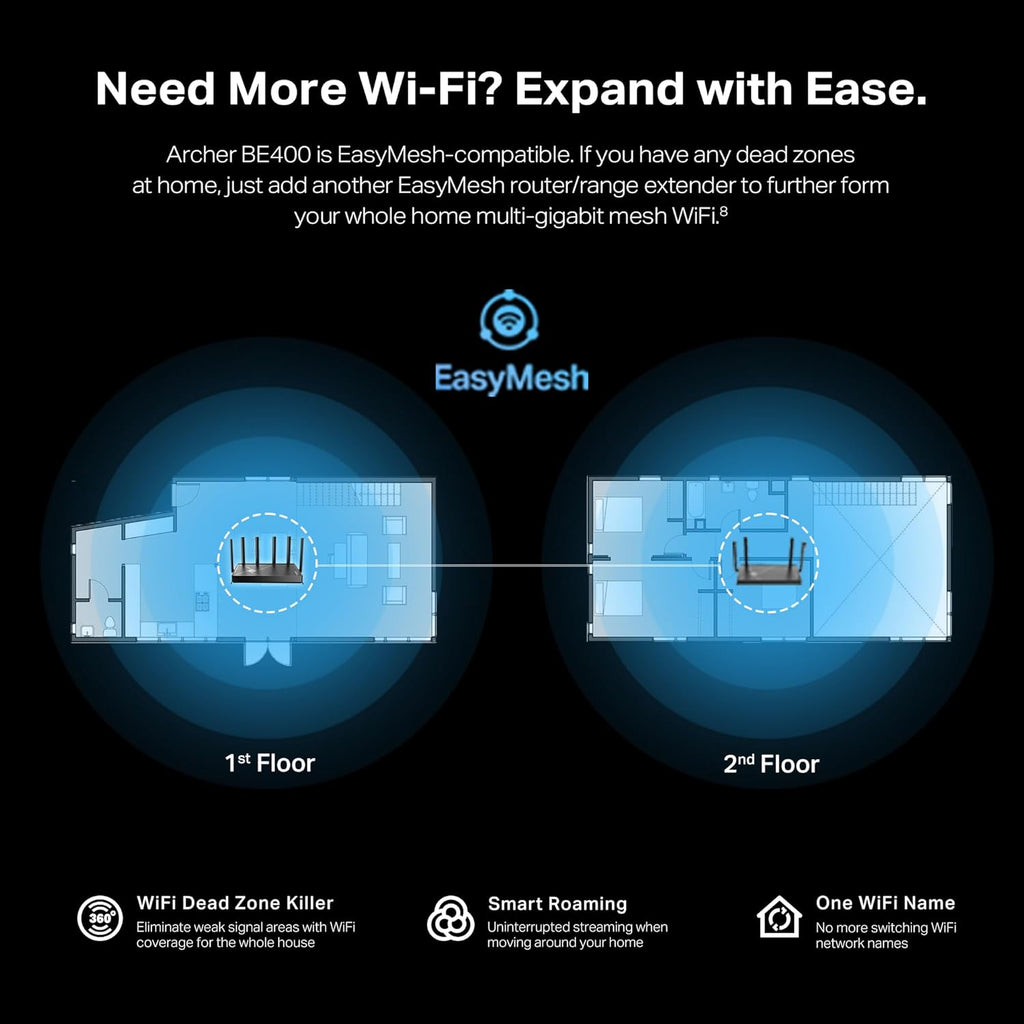 TP-Link BE6500 Dual-Band WiFi 7 Router (BE400)