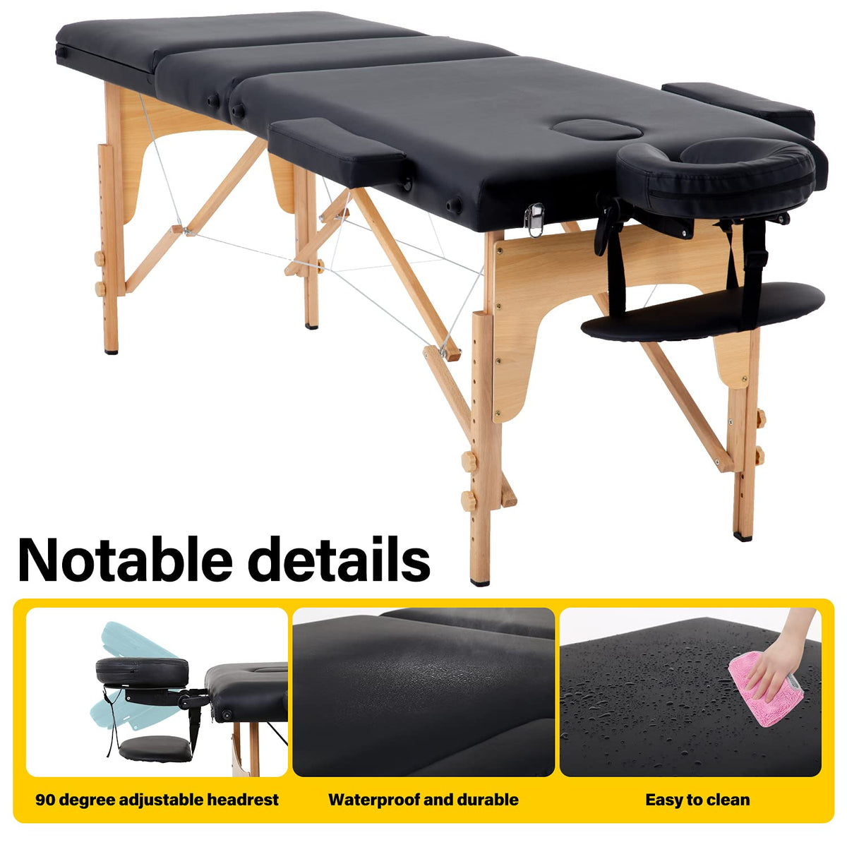 BestMassage Massage Bed Portable Folding Massage Table 24" Wide,Black