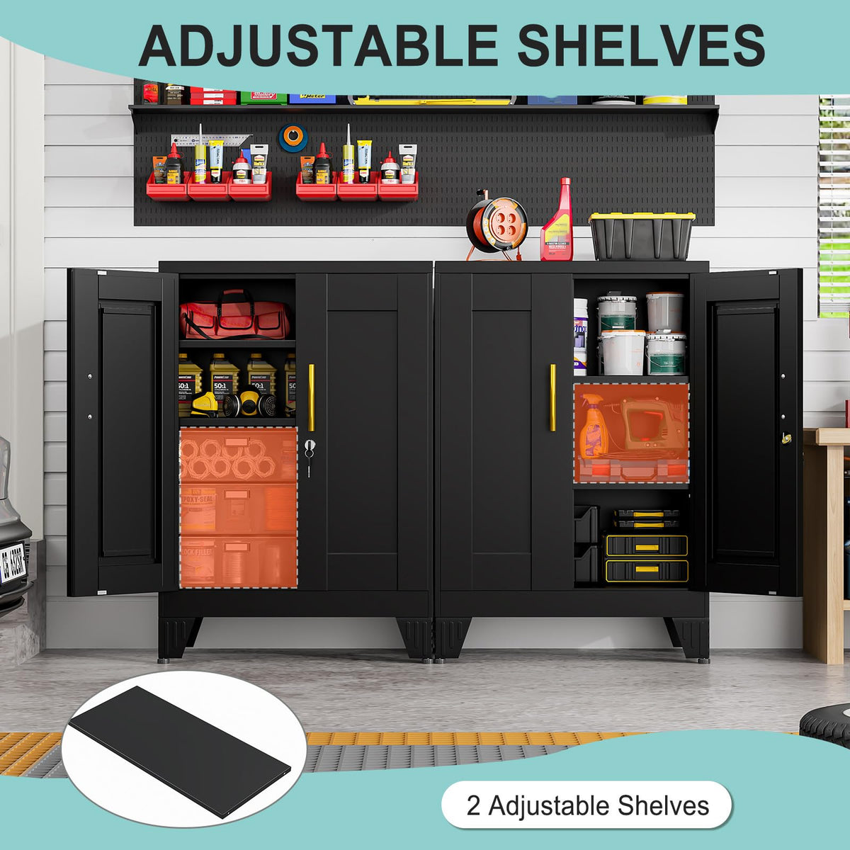 35" Lockable Rolling Metal Storage Cabinet, Steel Employee Storage Locker