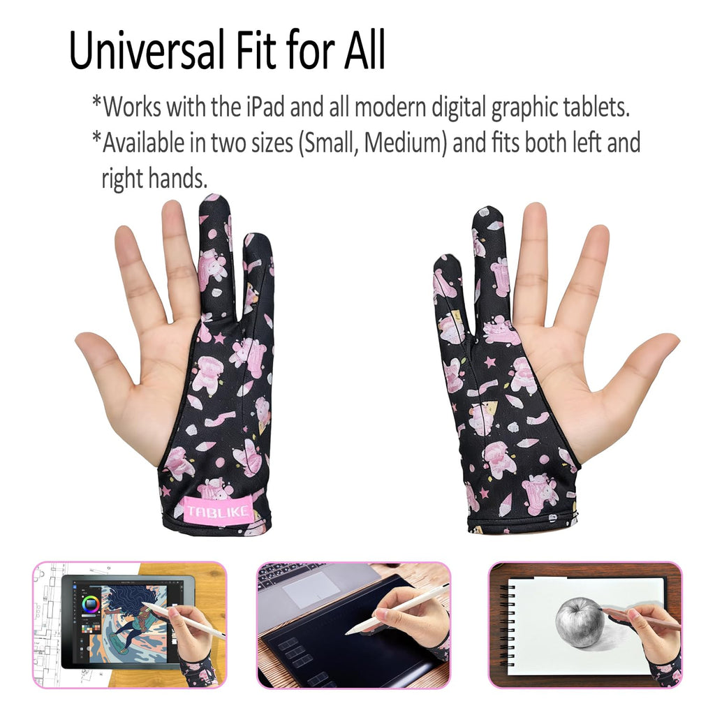 Artist Drawing Glove, Breathable Two Finger Digital Art Glove 3-Layer Palm Rejection Right/Left Hand Digital Graphic Tablet