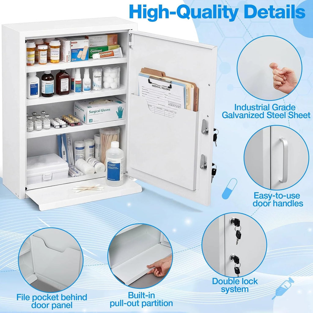 Zonon Corner Wall Cabinet with Lock, White, 21 x 16 x 6 Inch, Right Angle