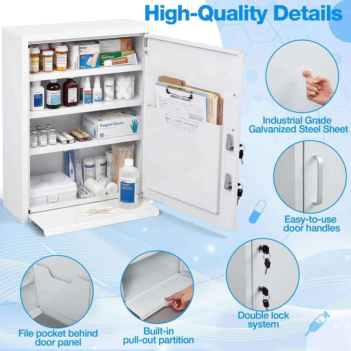 Zonon Corner Wall Cabinet with Lock, White, 21 x 16 x 6 Inch, Right Angle