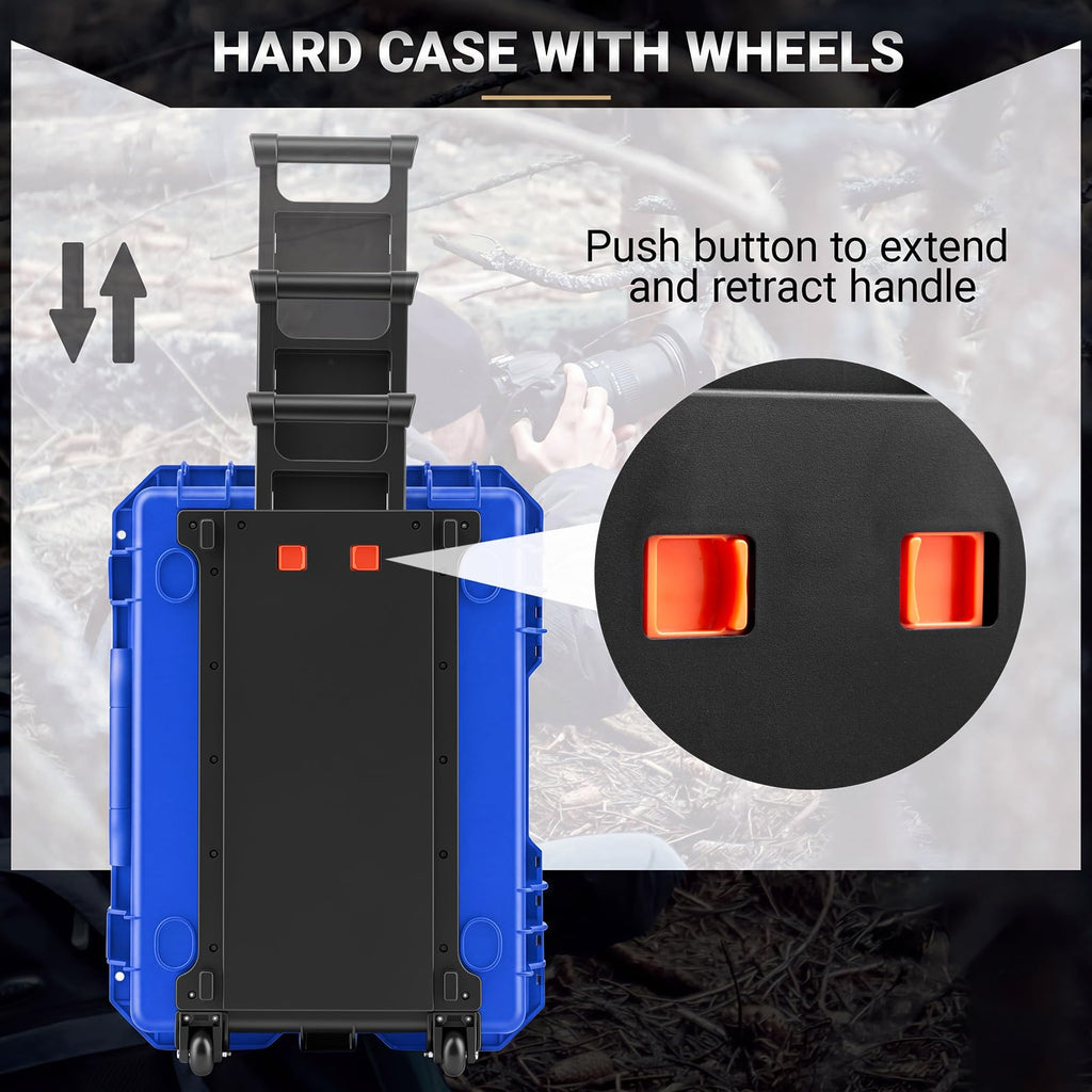Relaxweex Rolling Camera Hard Case with 15 Padded Dividers & Wheels