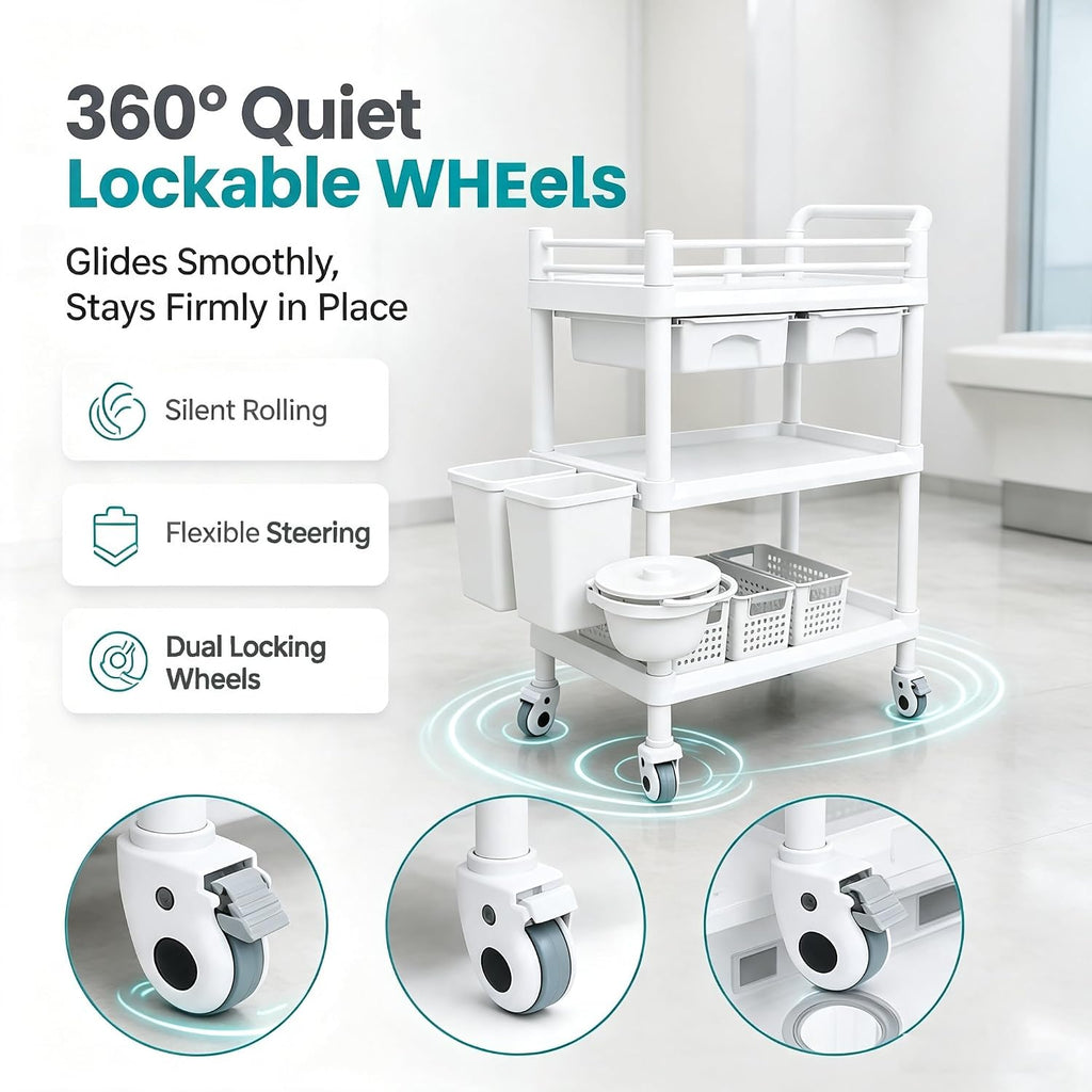 3-Tier Medical Mobile Trolley Cart