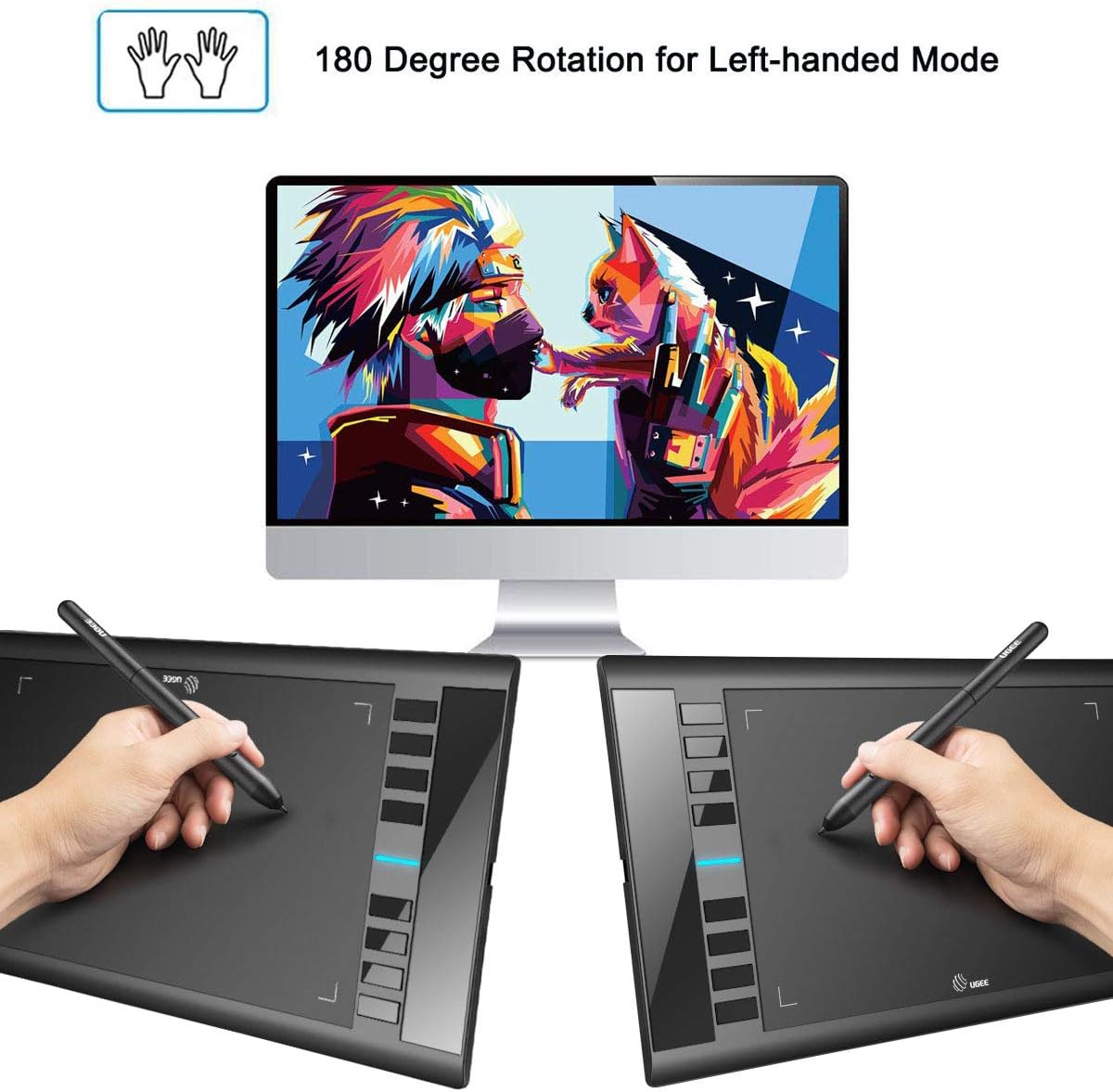 UGEE M708 Drawing Tablet, 10x6 inch Large Space for Digital Drawing