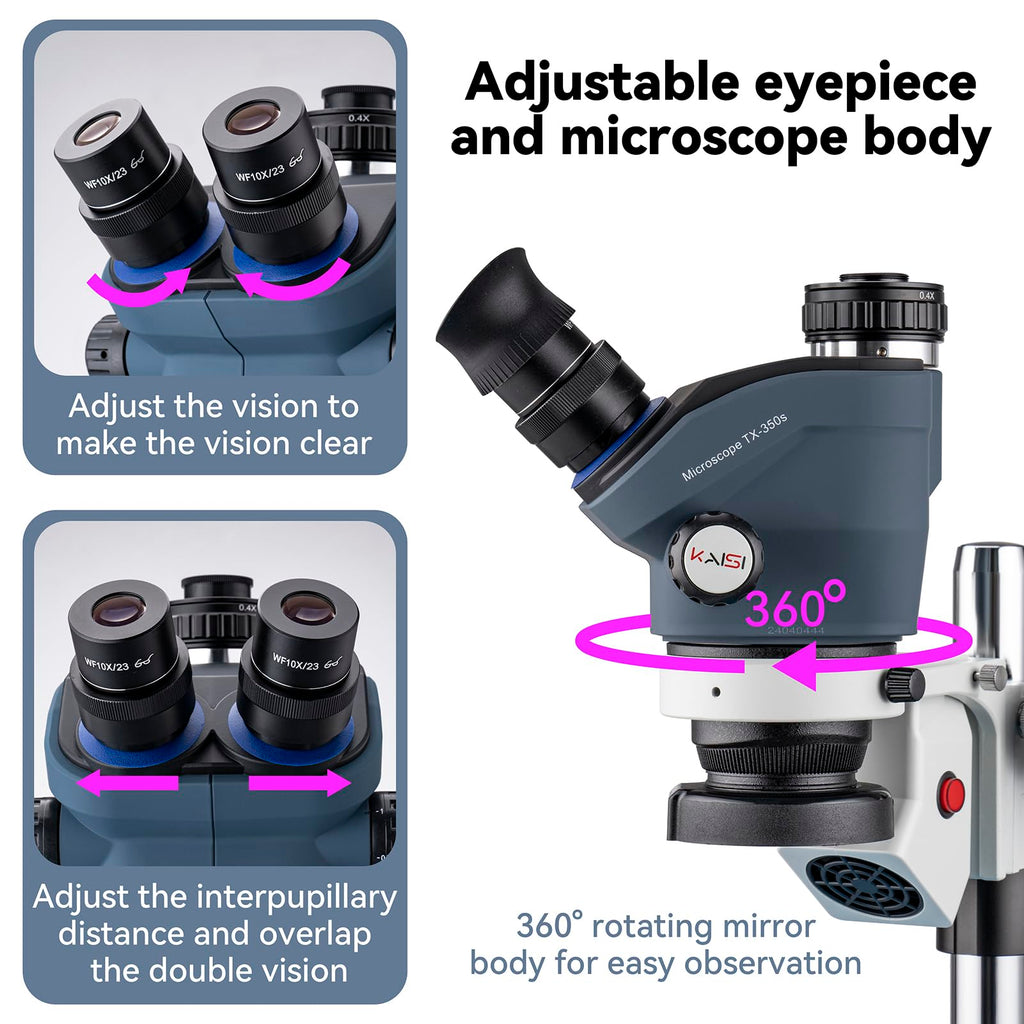 Kaisi TX350E Professional Soldering Microscope,Trinocular Stereo Microscope