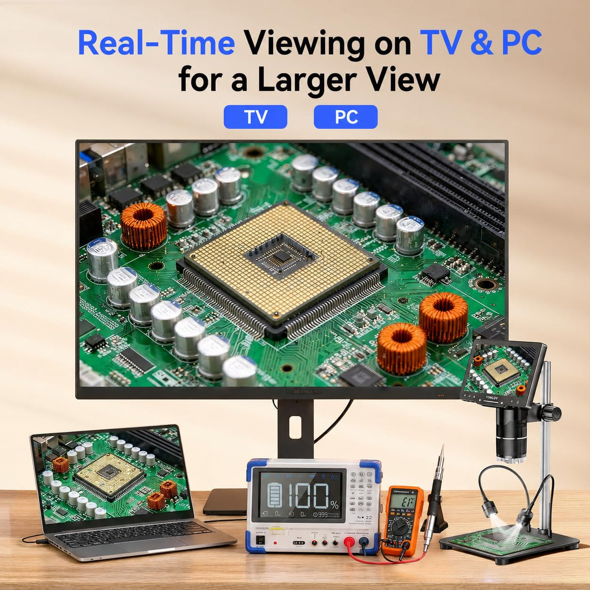 TOMLOV TriL110 3-Lens Digital Microscope 2500Xï¼Full View Coin Magnifier 10"