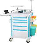5-Tier Medical Storage Crash Cart with 4 Silent Wheels & 2 Trash Cans, Mobile Medical Utility Cart with Adjustable IV Pole and Disposal Holder for Clinic, Hospital, Salon, Lab