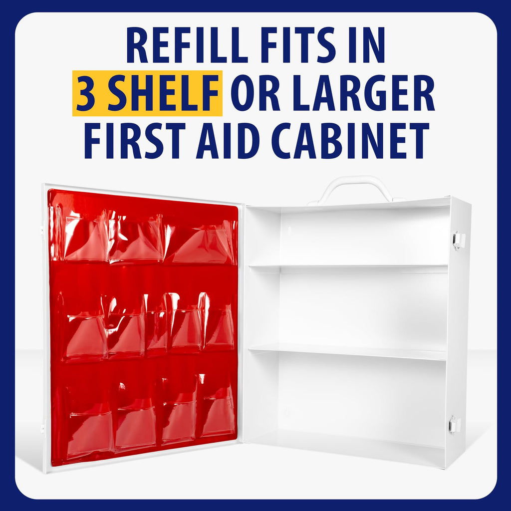 MFASCO OSHA/ANSI 2021 Class B Compliant First Aid Cabinet, Large, 3-Shelf