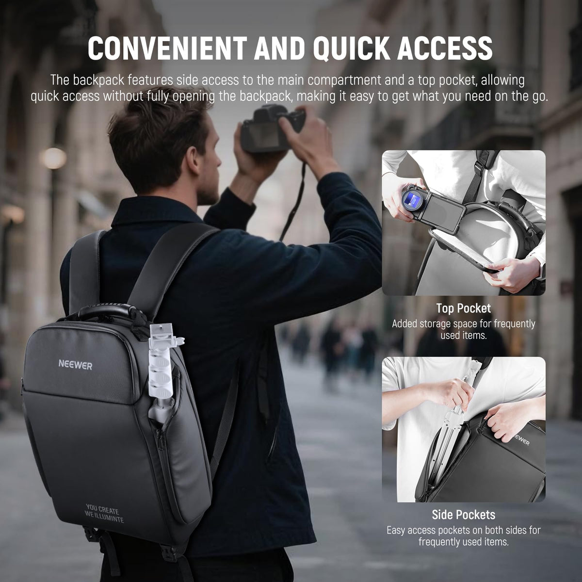 NEEWER Convertible Rolling Camera Backpack for SLR/DSLR and Accessories