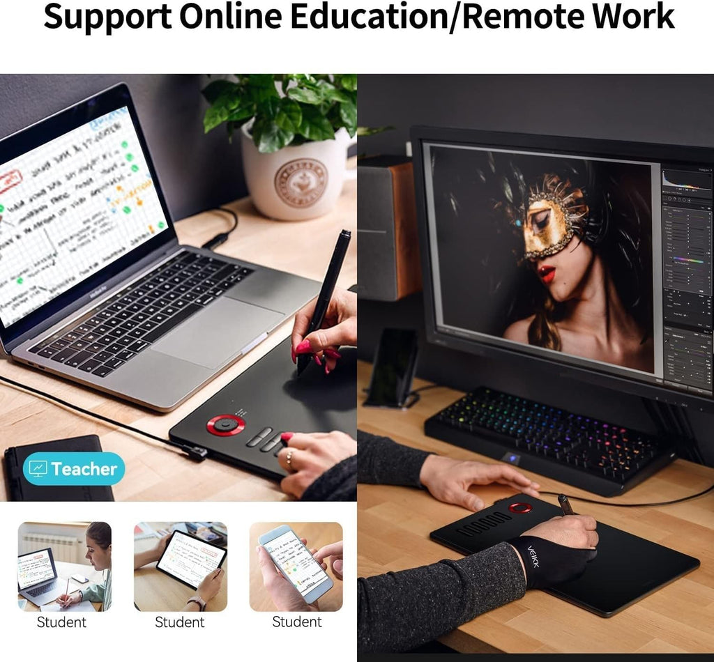 Digital Drawing Tablet VEIKK A15Pro Graphics Pen Tablet 10 x 6 Inch Graphics Tablet with 12 Shortcut Keys and 1 Quick Dial,Supports Tilt Function,for MAC/Win/Linux/Android OS (RED)