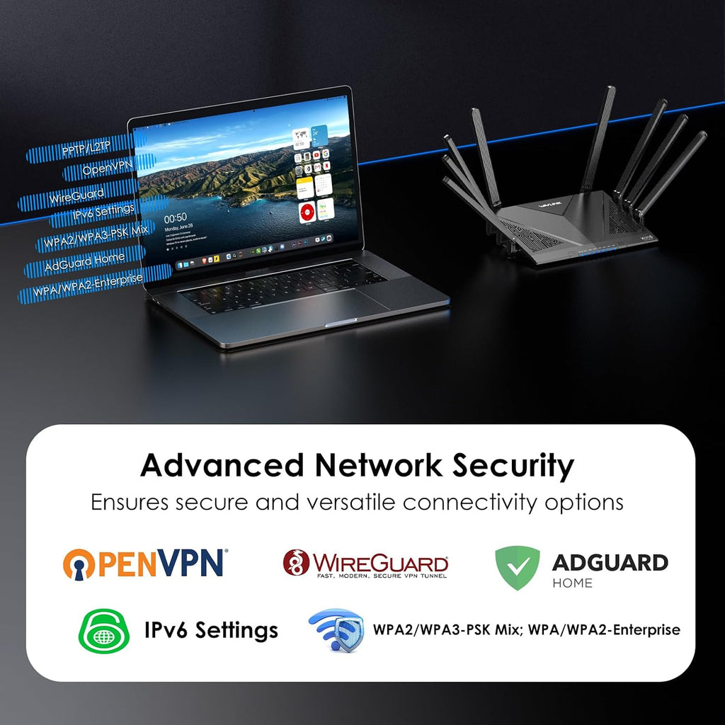 WAVLINK AX6000 Dual Band WiFi 6 Router, High Speed Gigabit Router for Wireless Internet, 8 High-Gain Antennas, 2.5G Ethernet Port, Mesh, 8 Stream, WPA3, OpenVPN, Smart APP for Large Home