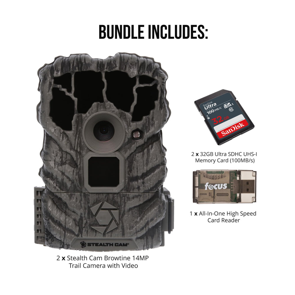 Stealth Cam Browtine 14MP Trail Camera Bundle