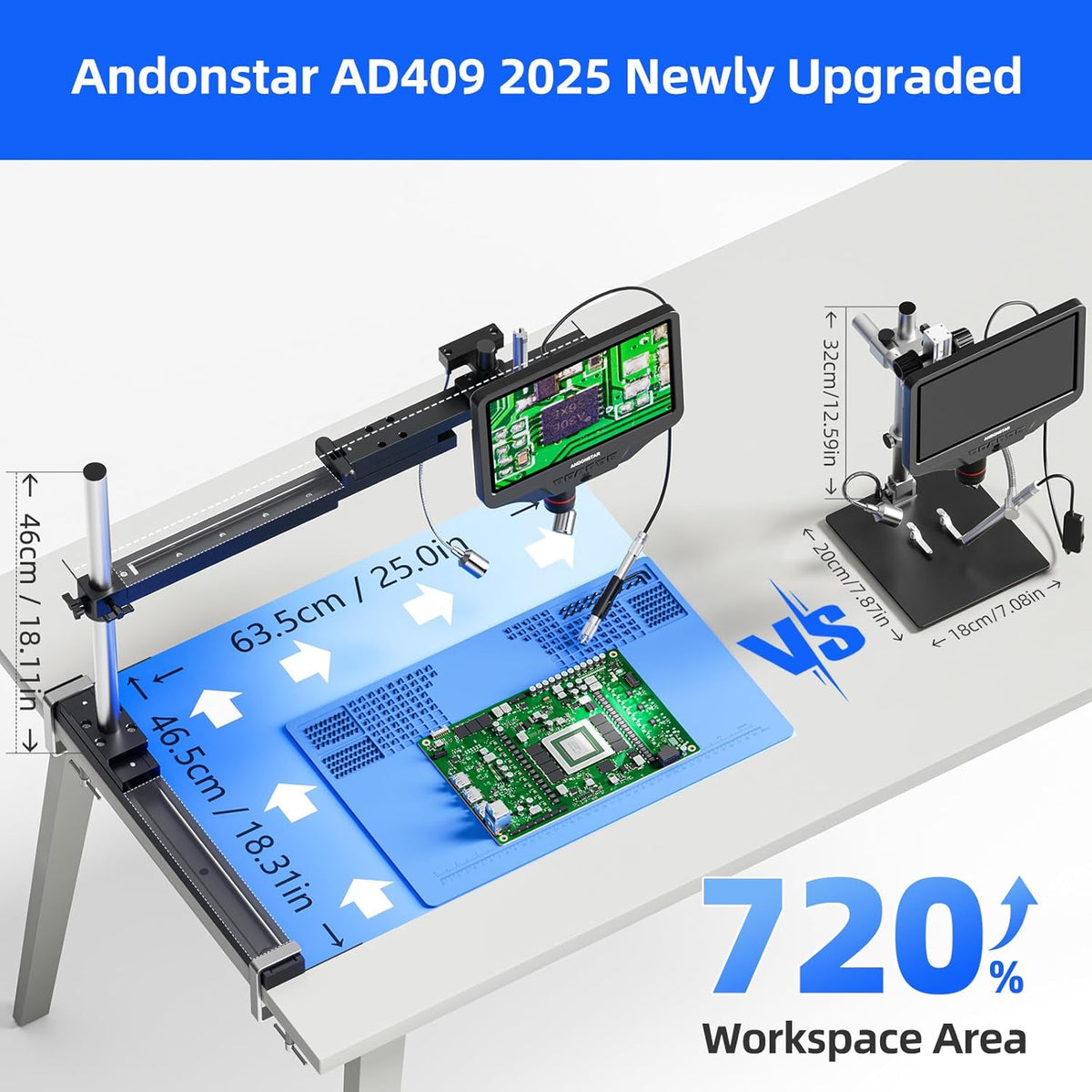 Andonstar AD409 SA 10.1'' HDMI Soldering Digital Microscope with Endoscope