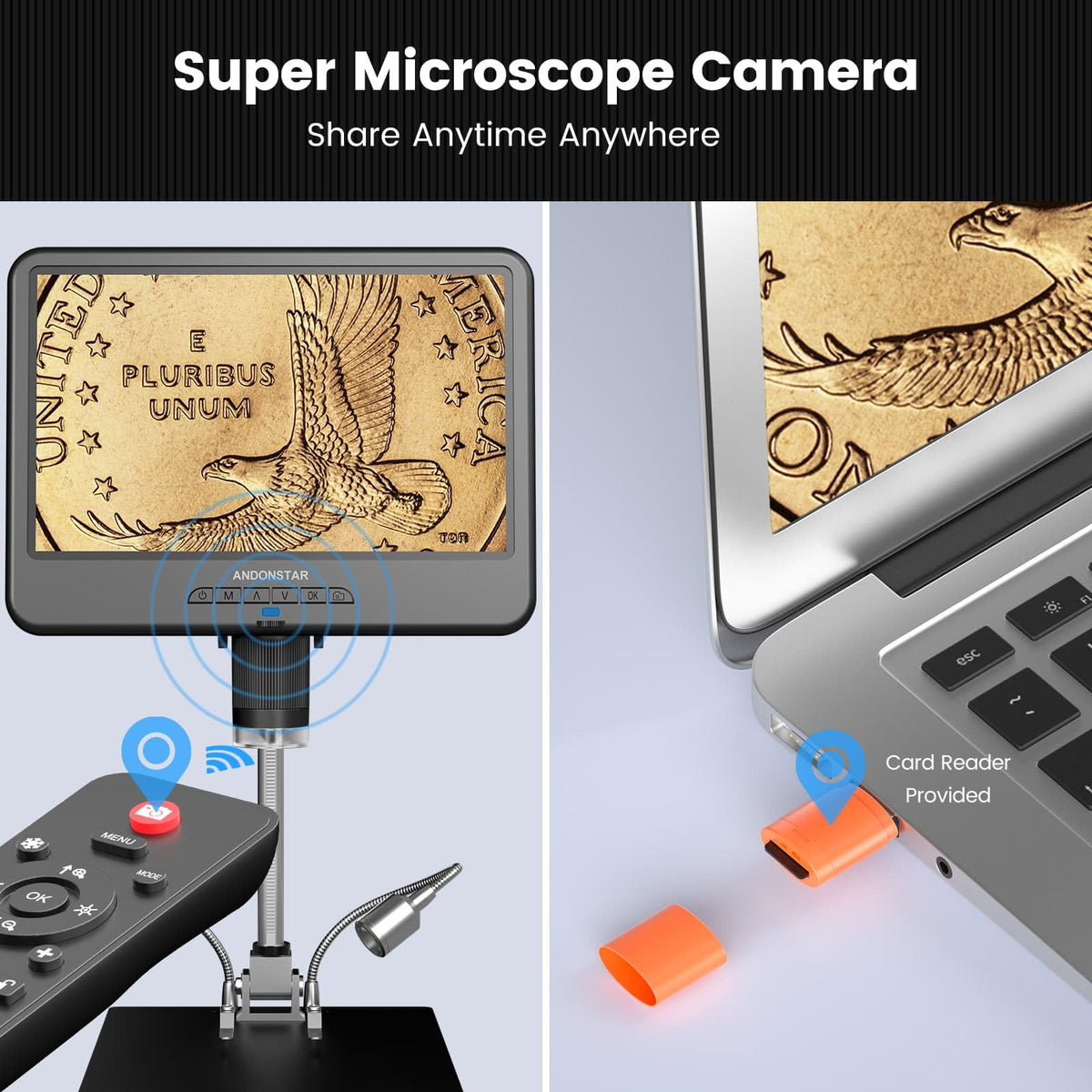 Andonstar AD109 Digital Microscope with 10.1" Screen for Soldering Repair