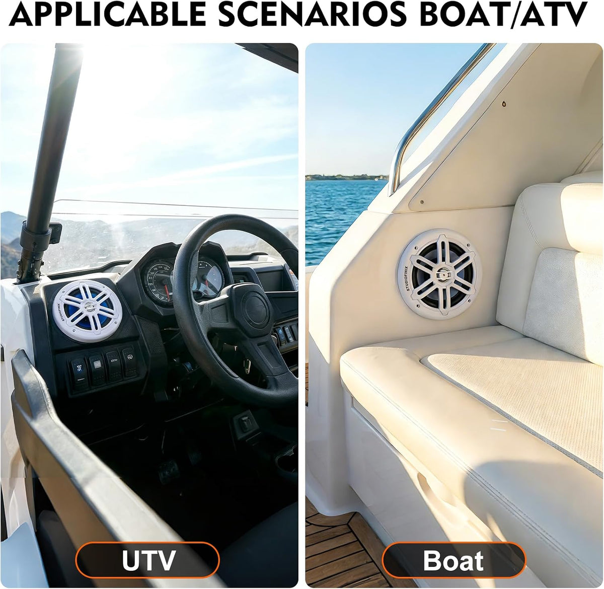STUDIOFINIX 5.25 Inch 500W Bluetooth Marine Speakers with LED Lights -2 Way Weather Resistant Boat Speakers Perfect for Boats, ATVs, UTVs ï¼Pair,Whiteï¼