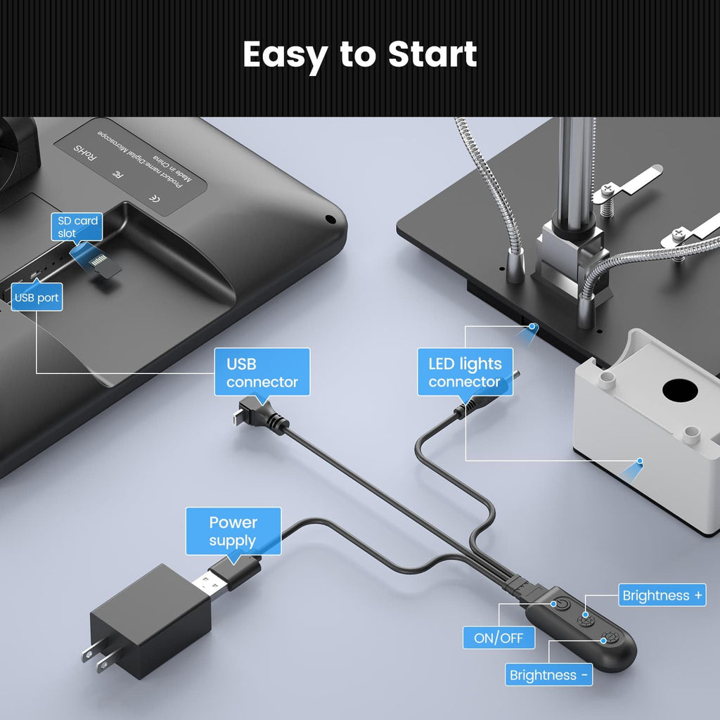 Andonstar AD109 Digital Microscope with 10.1" Screen for Soldering Repair
