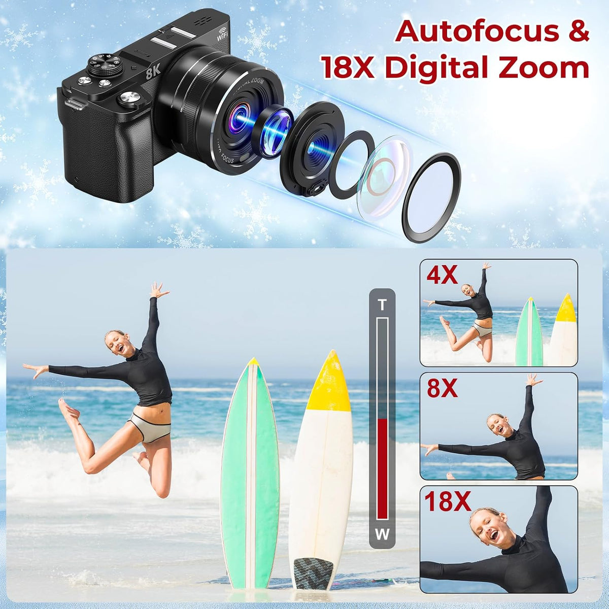 8K Digital Cameras for Photography 88MP WiFi UHD Autofocus Vlogging Camera