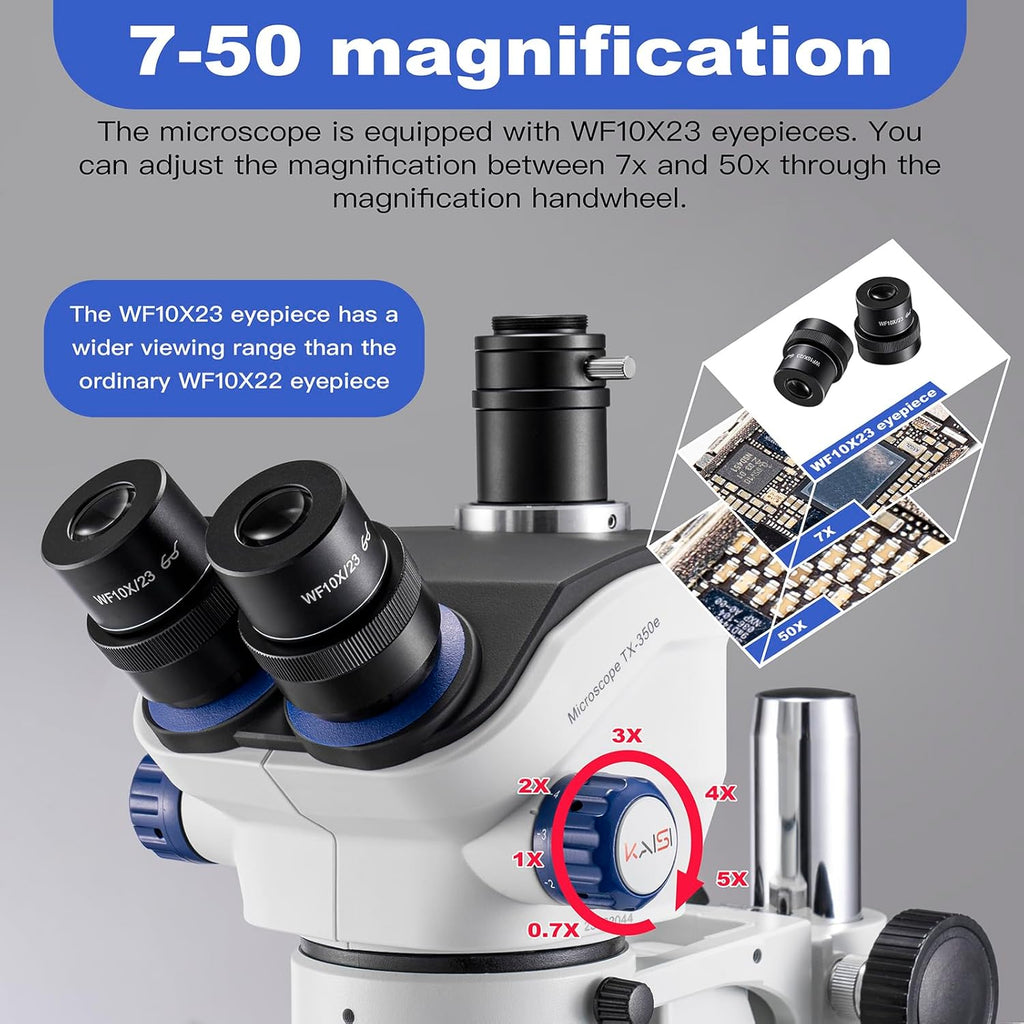Kaisi TX350E Professional Soldering Microscope,Trinocular Stereo Microscope