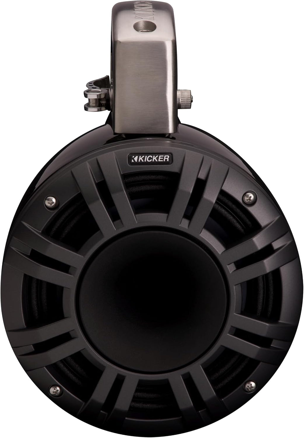 KICKER 51KMTCXL8 8" RGB LED Horn Loaded Compression Driver Marine Tower Speakers, Pair, Black