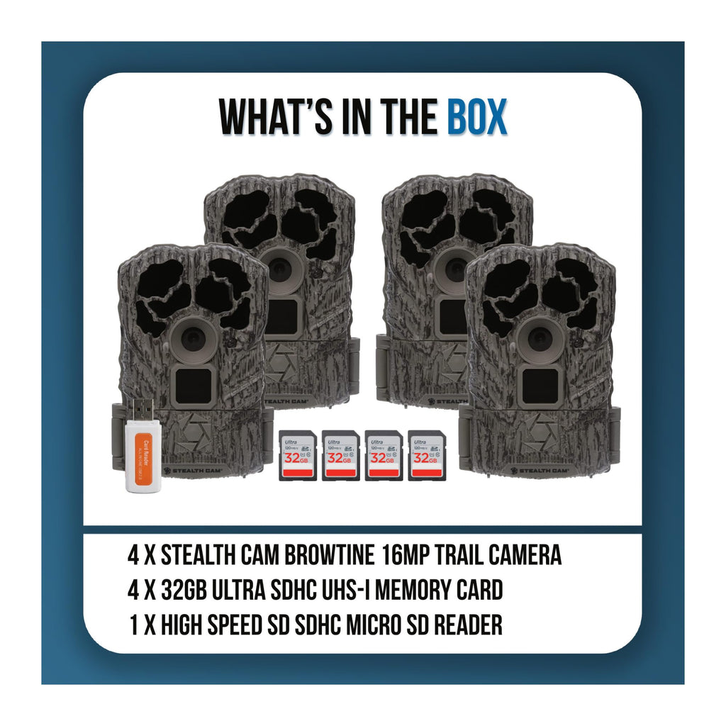 Stealth Cam Browtine 16MP Durable Trail Camera Bundle